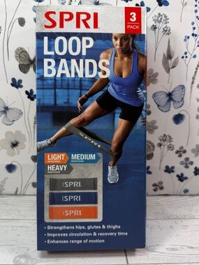 SPRI Flat Bands, Resistance Stretch Band Kit, 3 Pack (Light, Medium, Heavy)